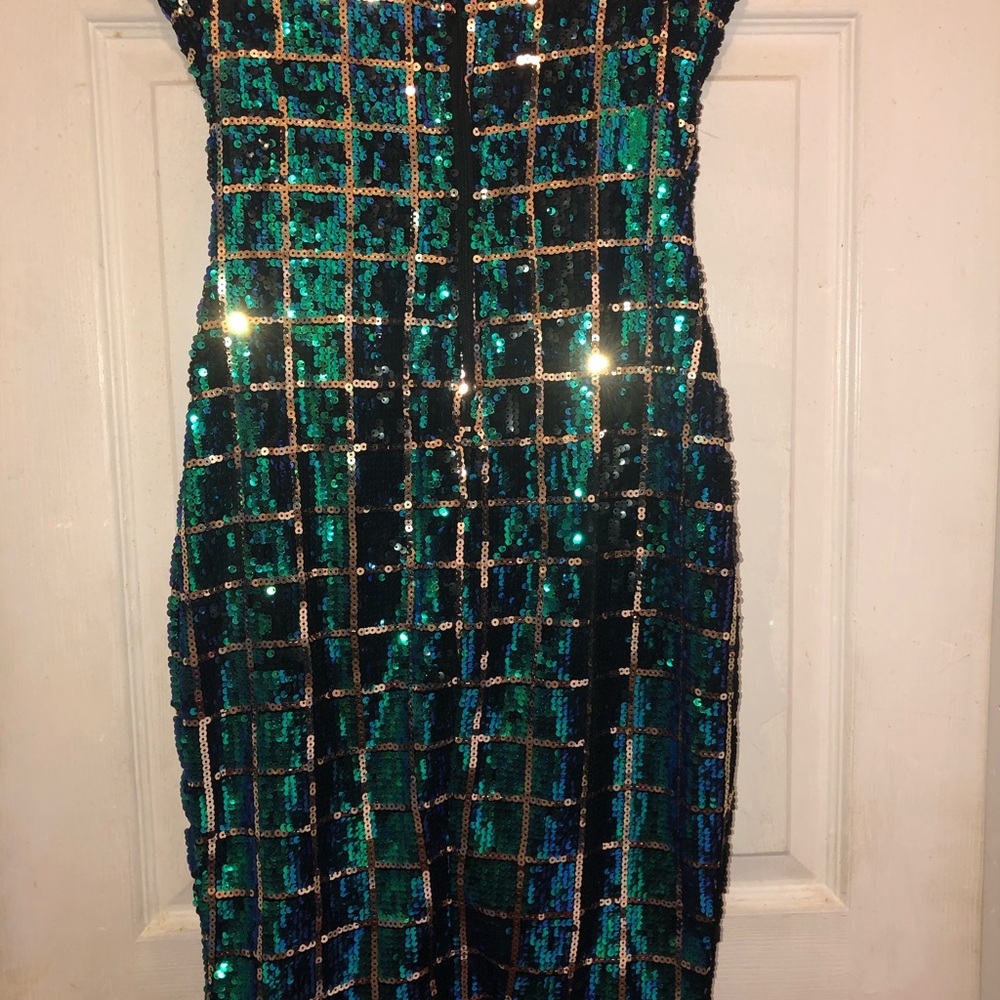 Green/ blue sequined dress